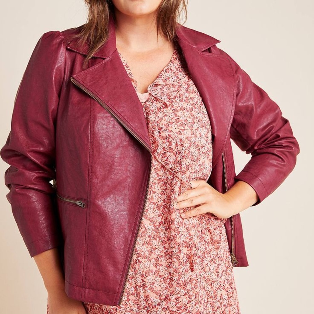 NWOT Anthropologie Petula Puff-Sleeved Moto Jacket